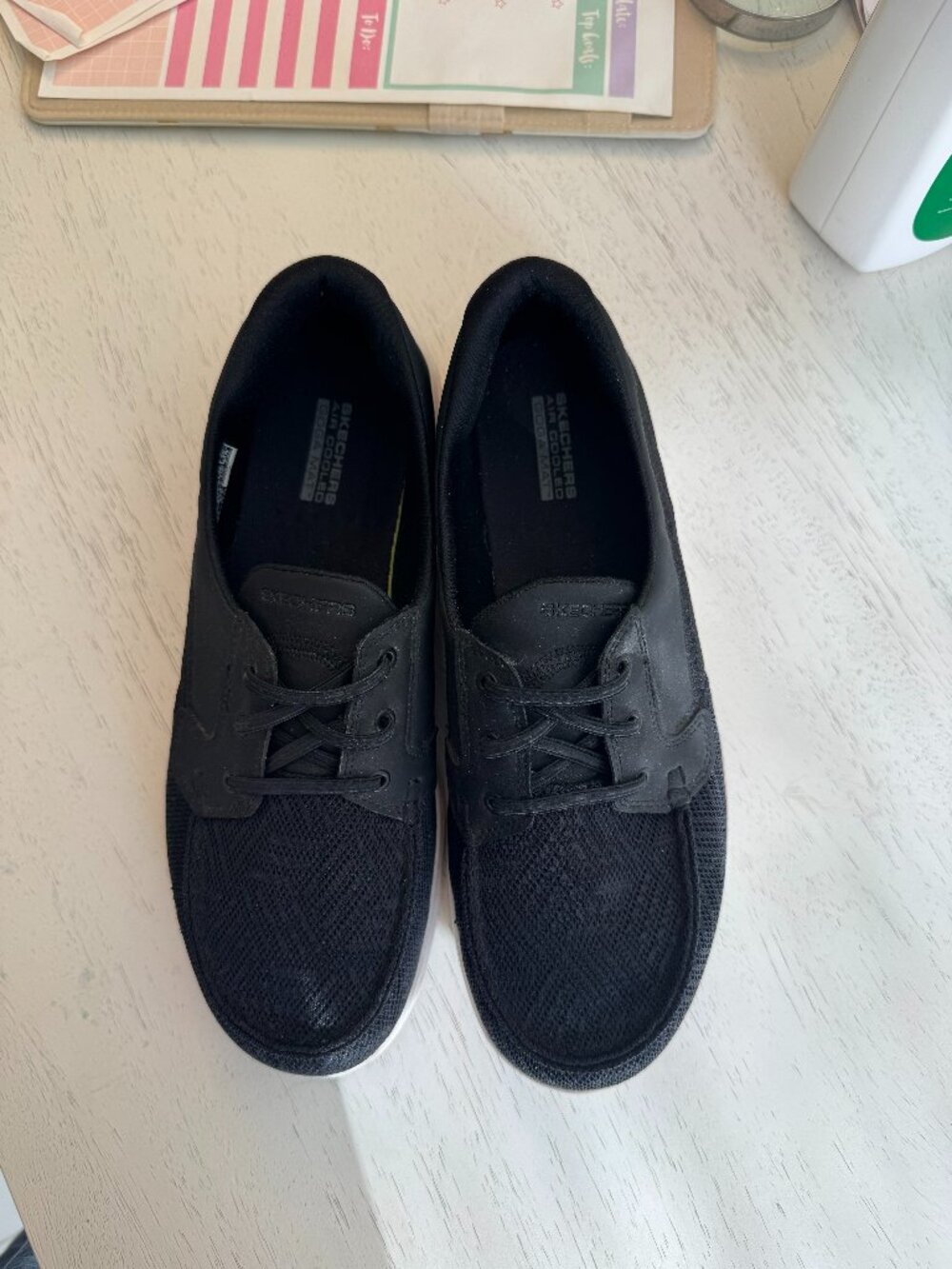 Sketchers on the Go, Black Goga Mat, Slip-ons, Size 9.5